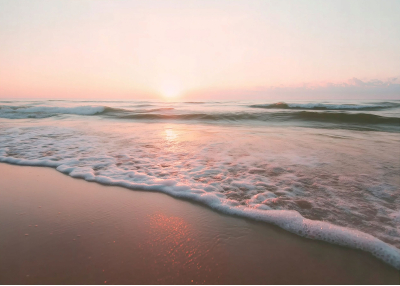 Флис Фототапет Изгрев над морски бряг